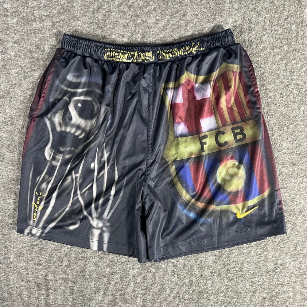 Travis Scott x Nike FC Barcelona Cactus Jack Shorts Black Large FQ1298-010 (New)